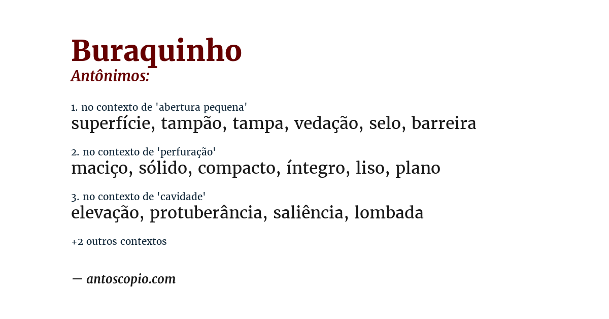 Antônimo de buraquinho