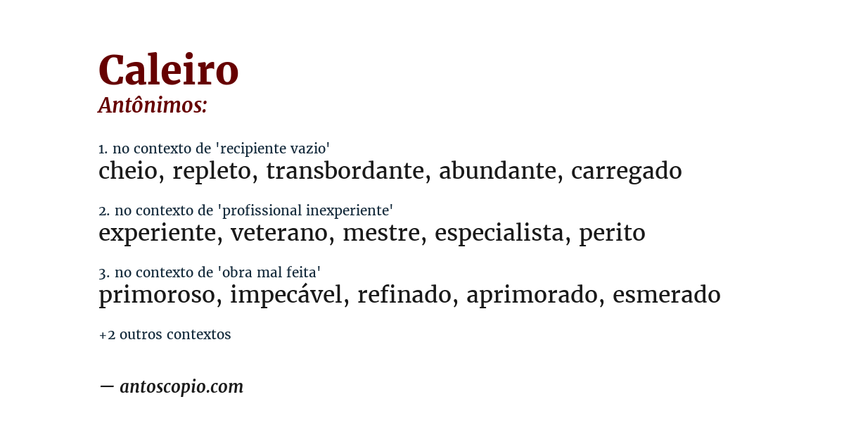 Antônimo de caleiro