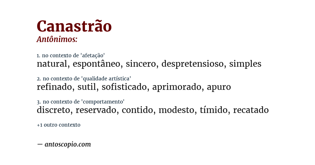 Antônimo de canastrão