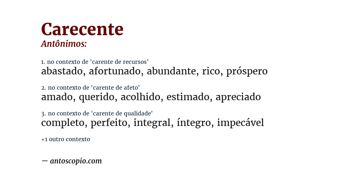 Antônimo de carecente
