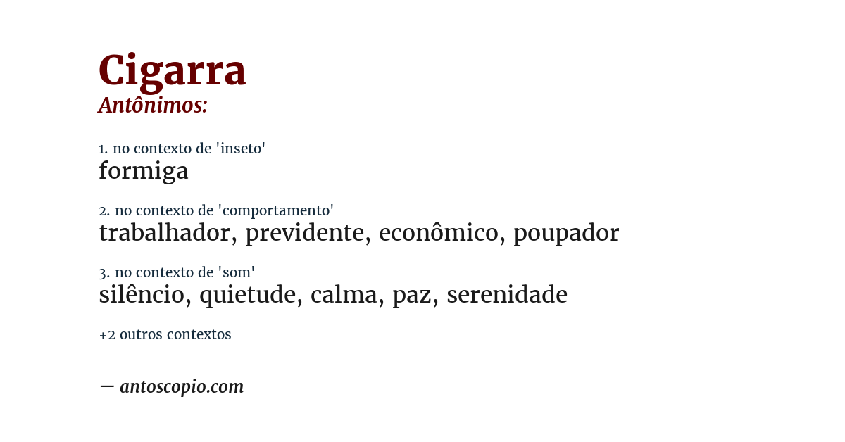 Antônimo de cigarra