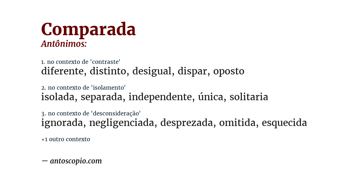 Antônimo de comparada