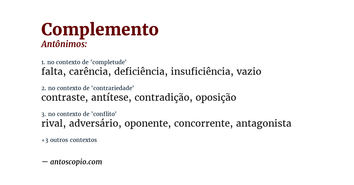 Antônimo de complemento