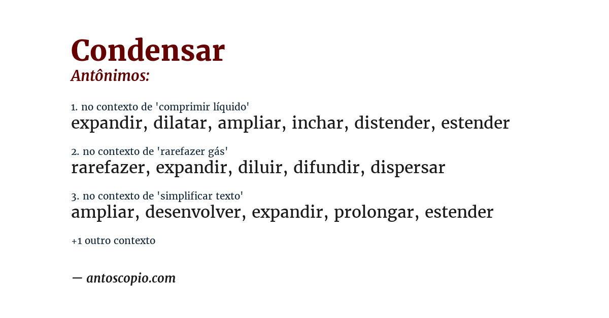 Antônimo de condensar
