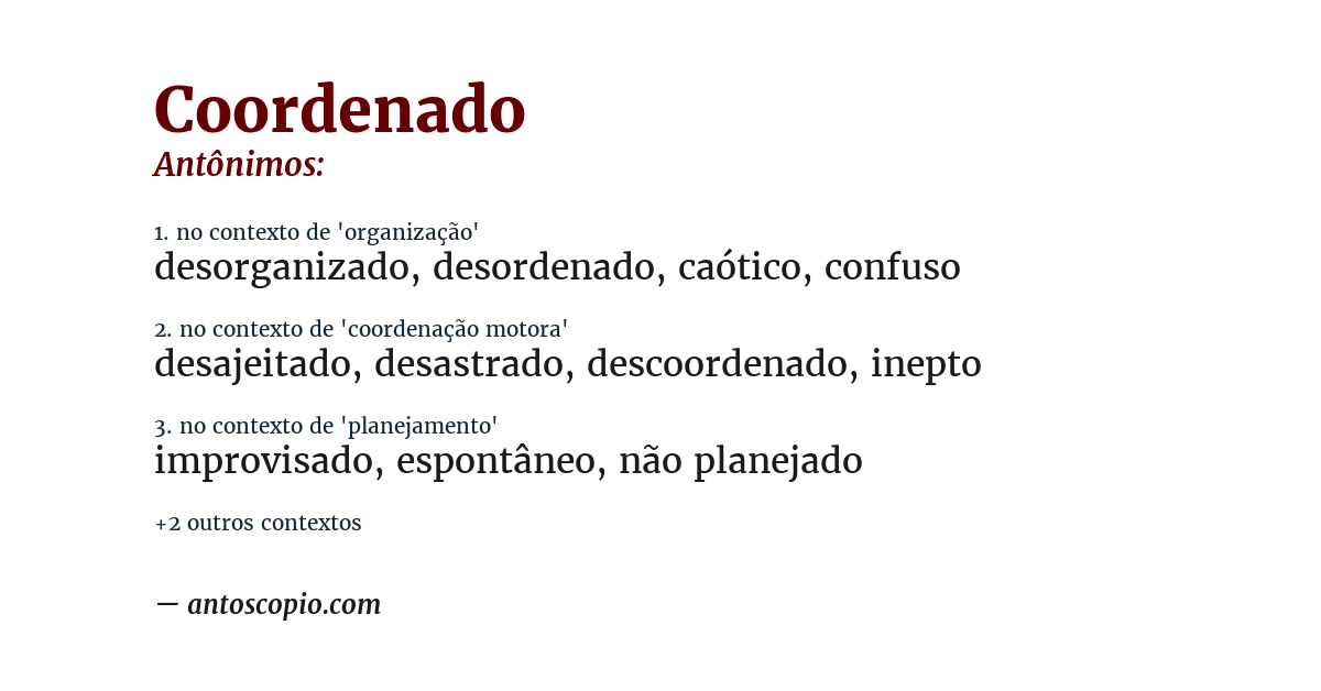 Antônimo de coordenado