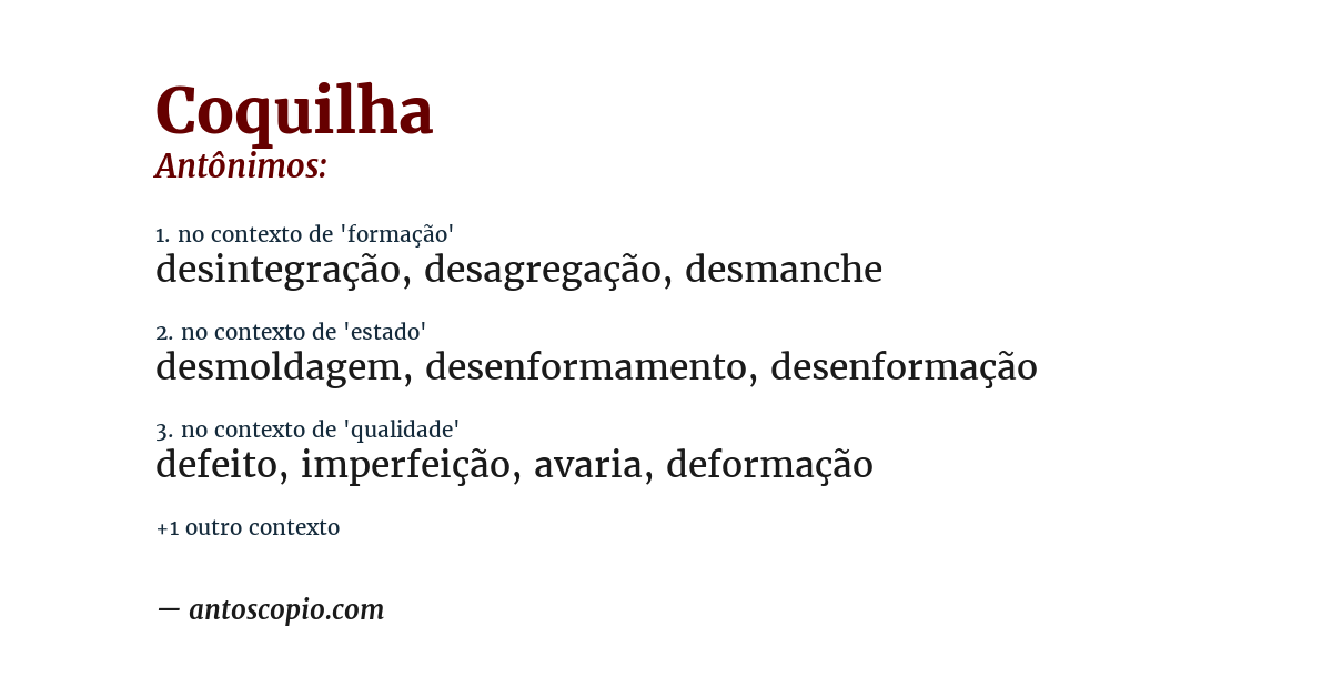 Antônimo de coquilha