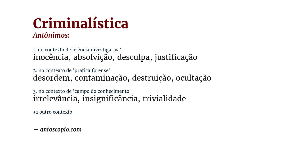 Antônimo de criminalística