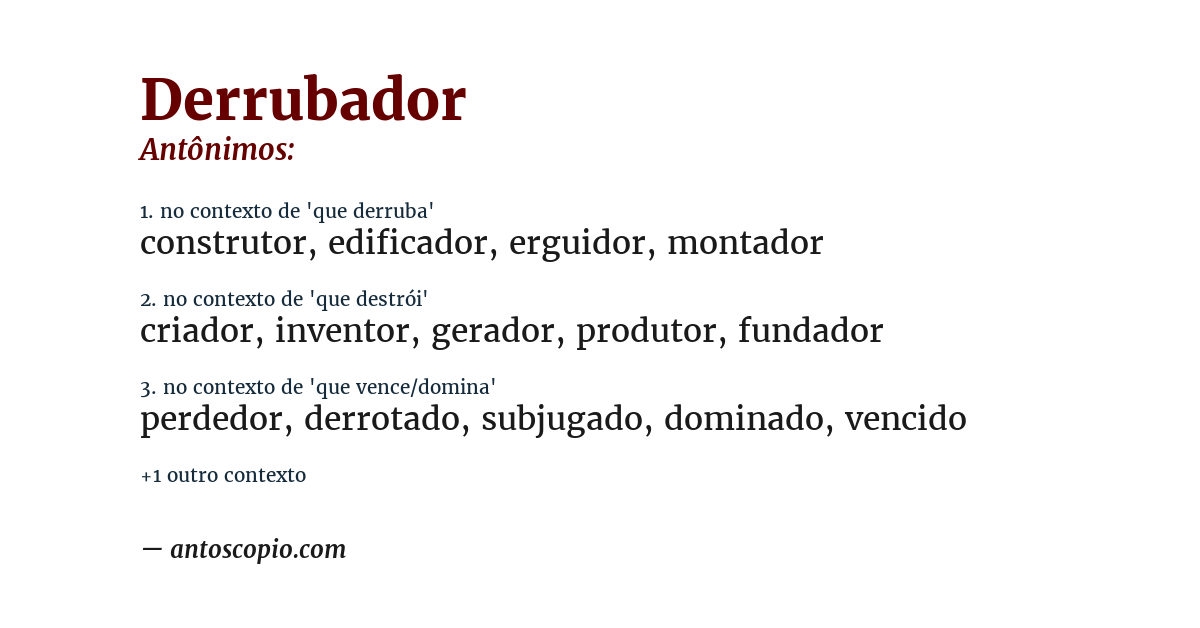 Antônimo de derrubador
