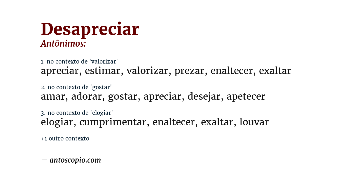 Antônimo de desapreciar