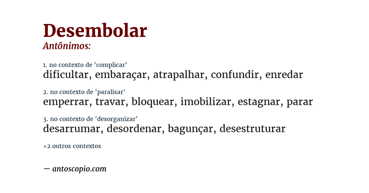 Antônimo de desembolar