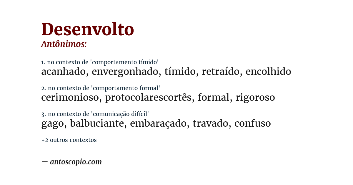Antônimo de desenvolto
