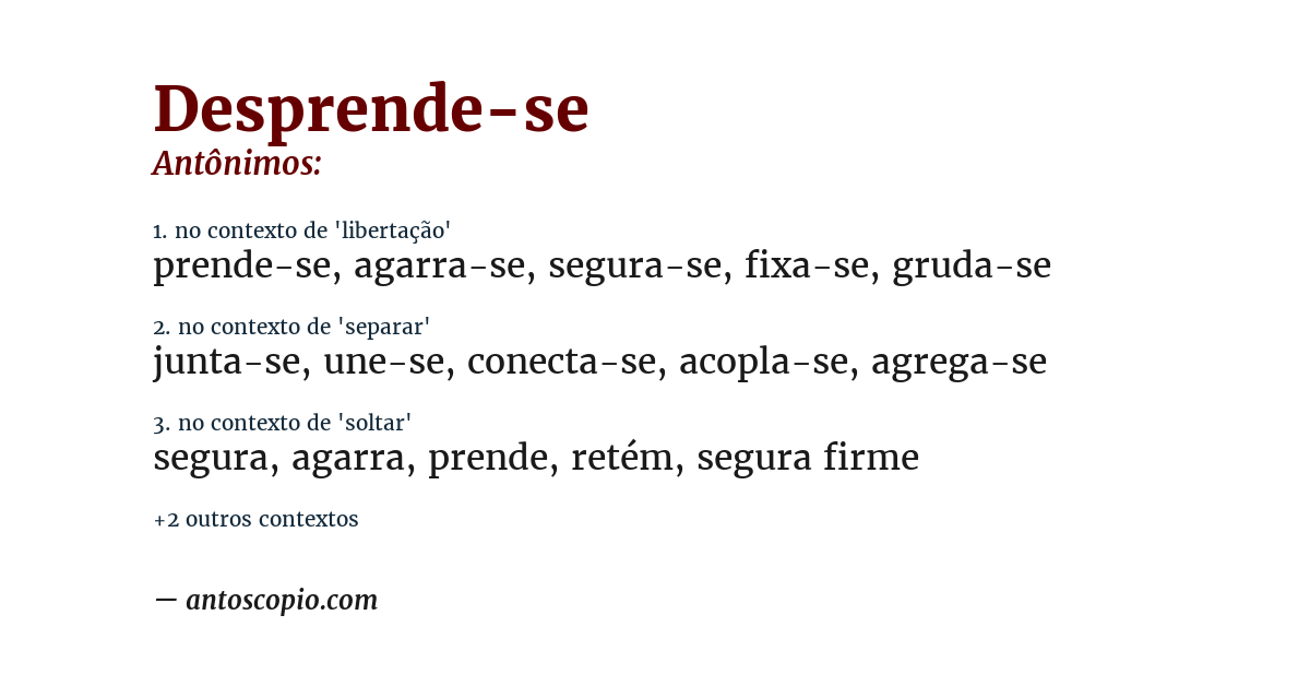 Antônimo de desprende-se