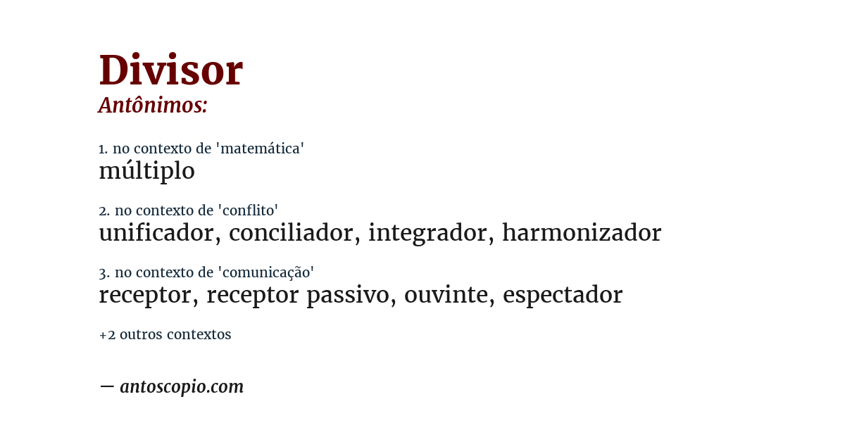 Antônimo de divisor