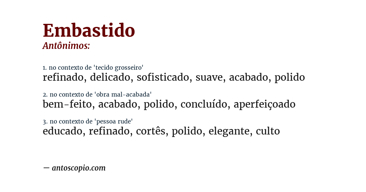 Antônimo de embastido