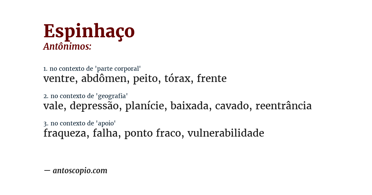 Antônimo de espinhaço