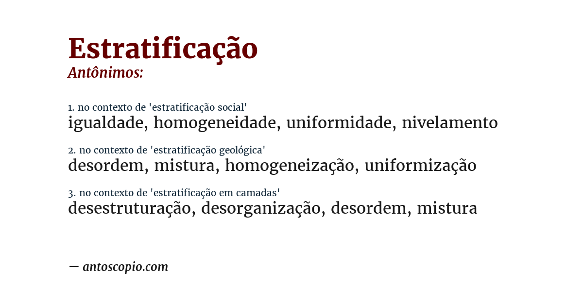 Antônimo de estratificação