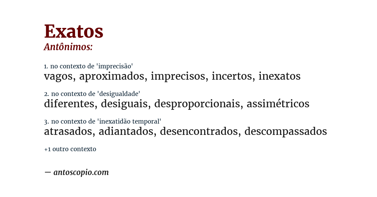 Antônimo de exatos