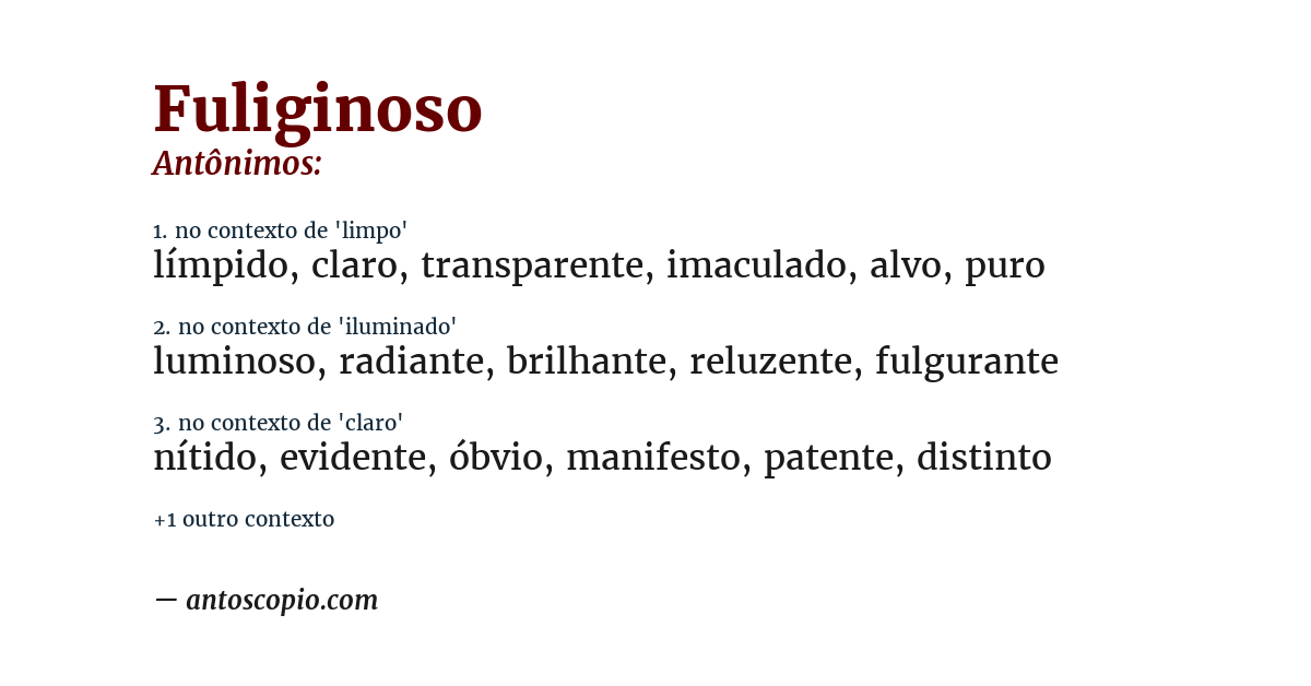 Antônimo de fuliginoso
