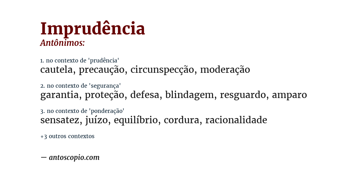 Antônimo de imprudência