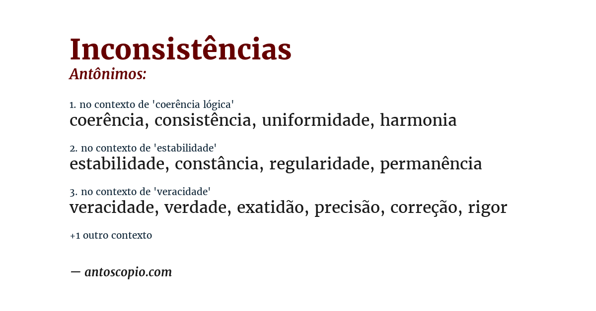 Antônimo de inconsistências