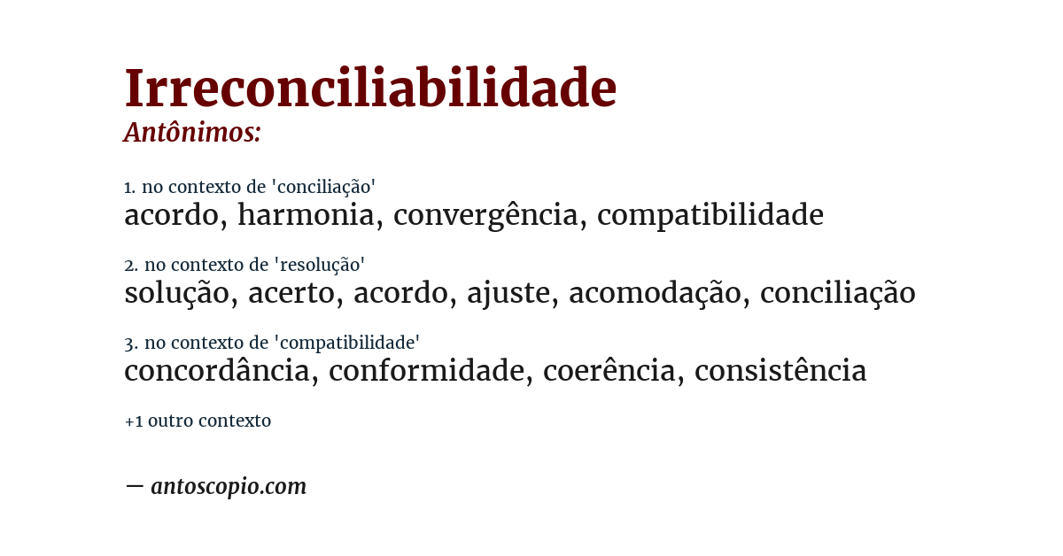 Antônimo de irreconciliabilidade