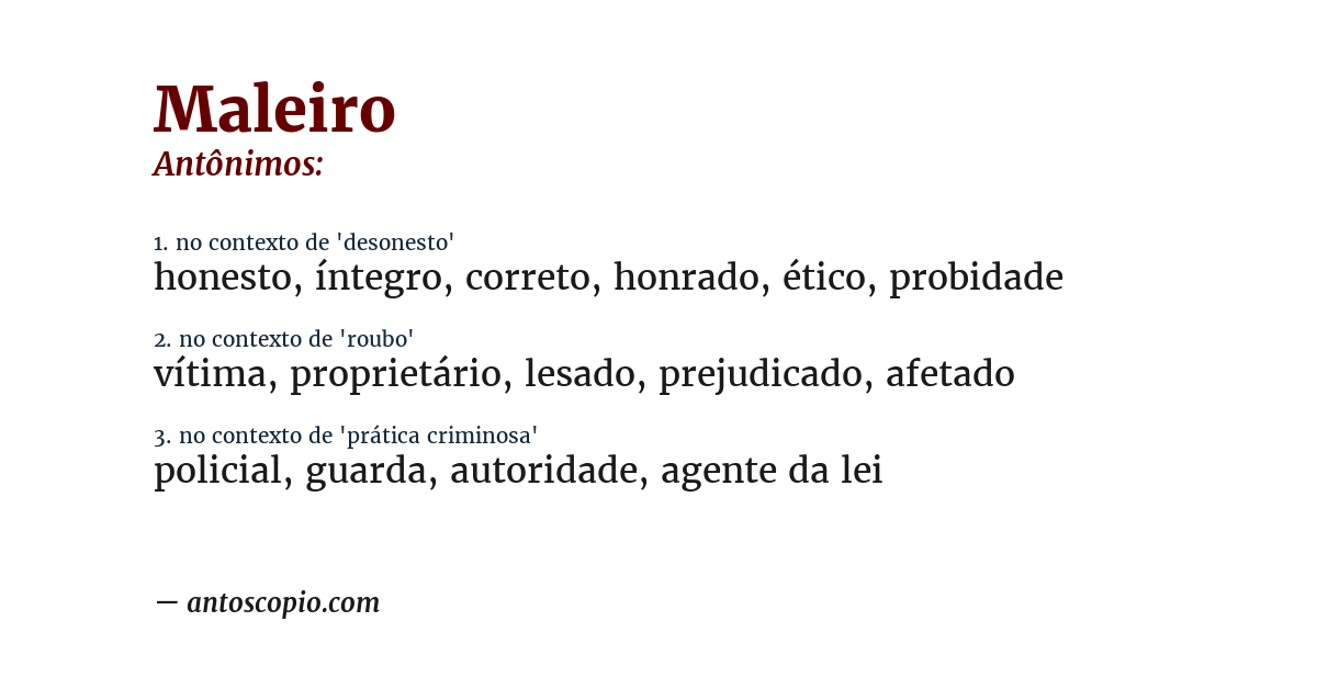 Antônimo de maleiro