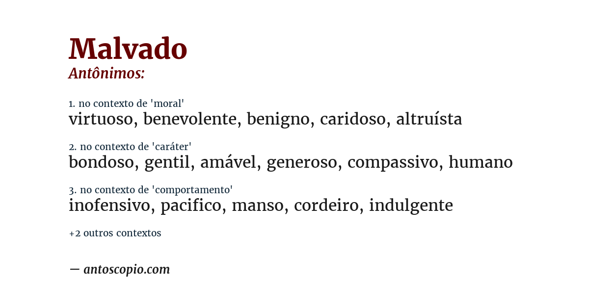 Antônimo de malvado