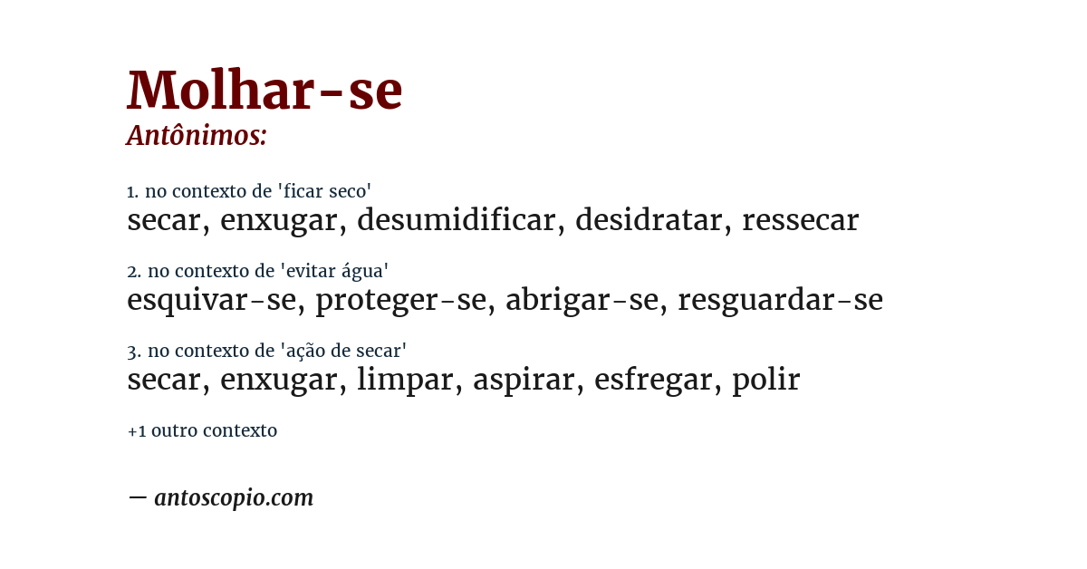 Antônimo de molhar-se