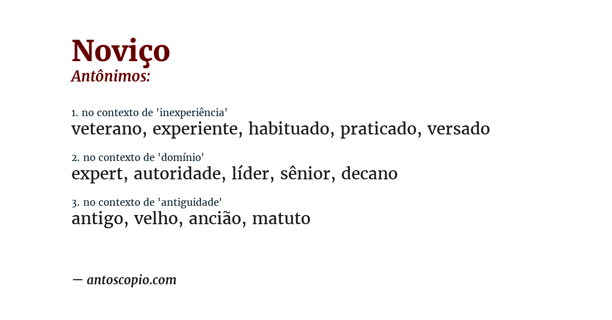 Antônimo de noviço
