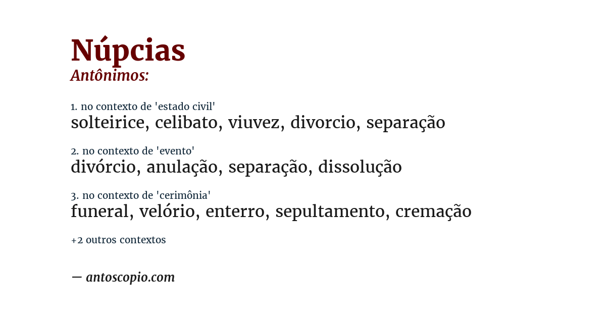 Antônimo de núpcias