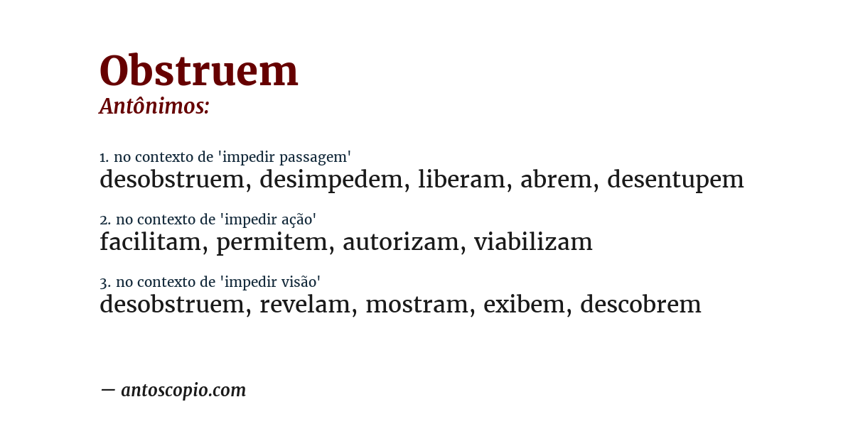 Antônimo de obstruem