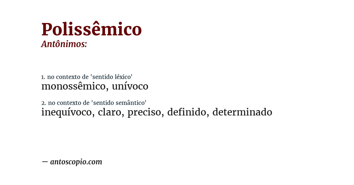 Antônimo de polissêmico