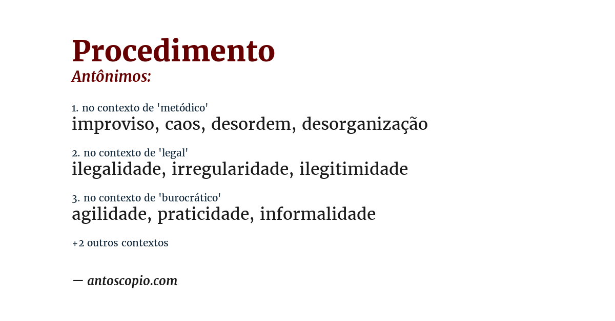 Antônimo de procedimento