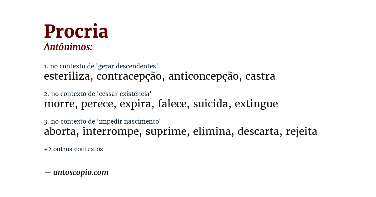 Antônimo de procria