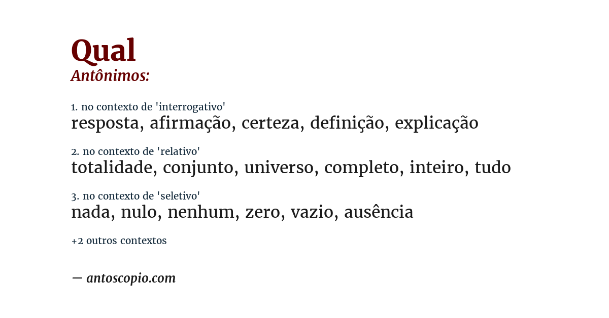 Antônimo de qual