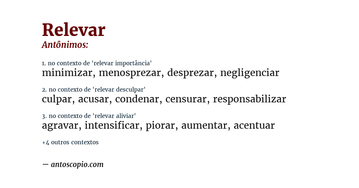 Antônimo de relevar