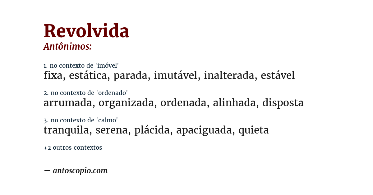 Antônimo de revolvida