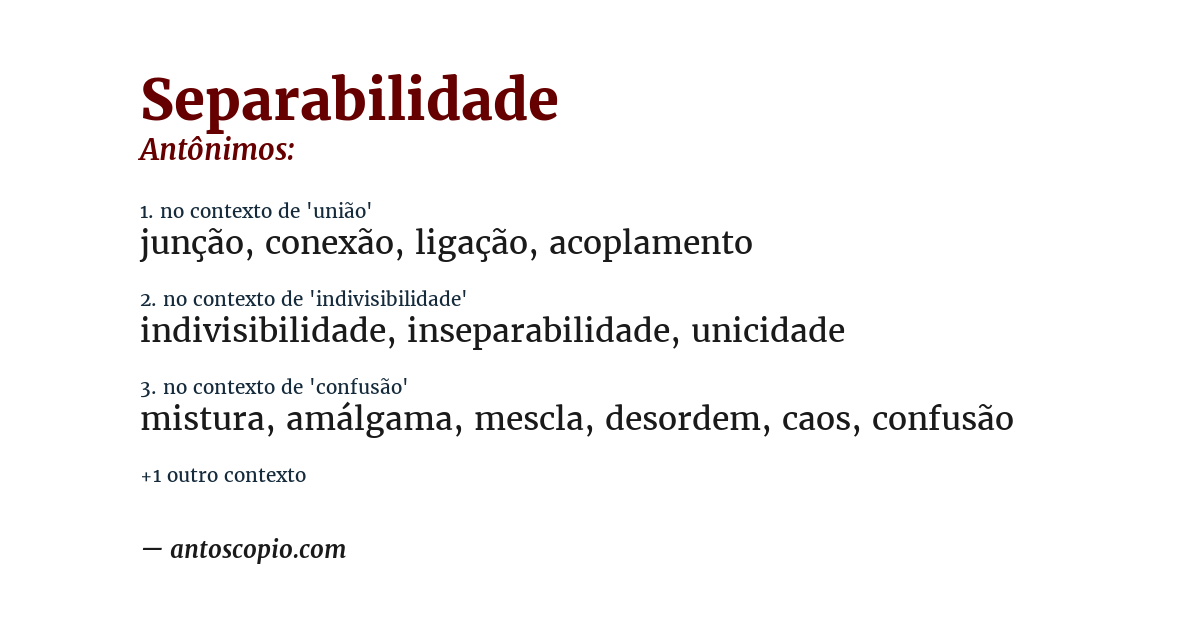 Antônimo de separabilidade
