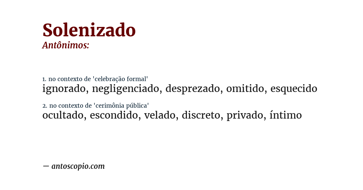 Antônimo de solenizado