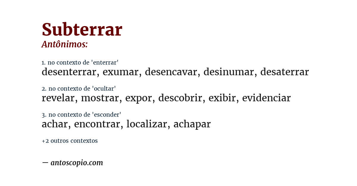 Antônimo de subterrar