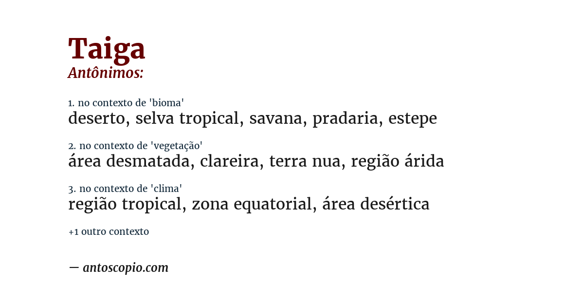 Antônimo de taiga