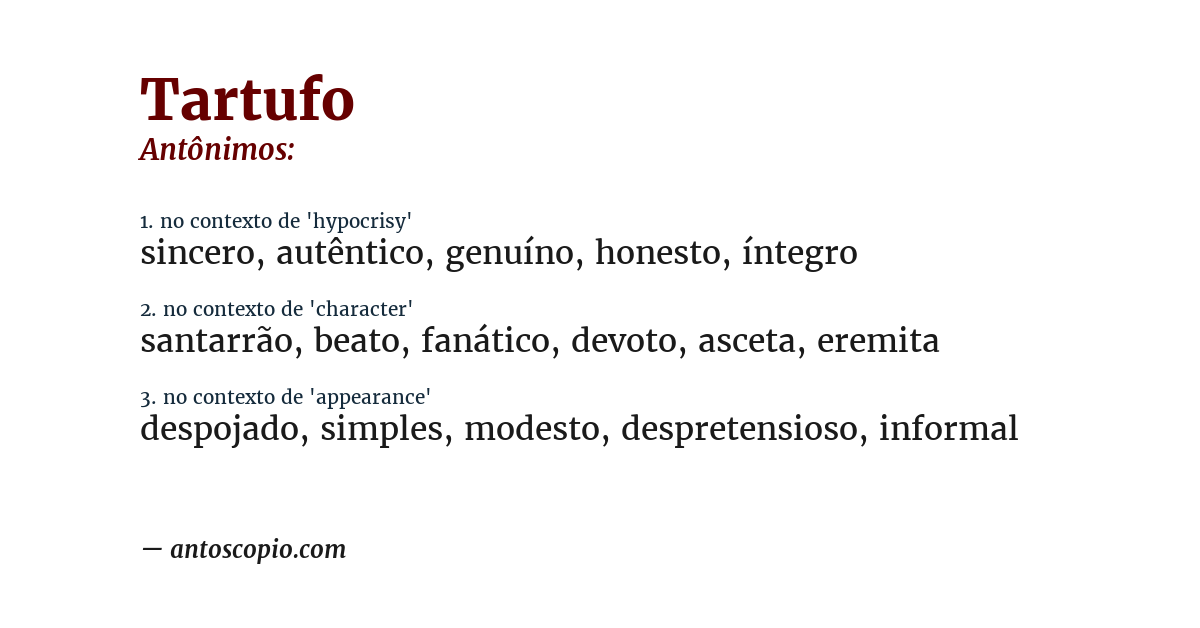 Antônimo de tartufo