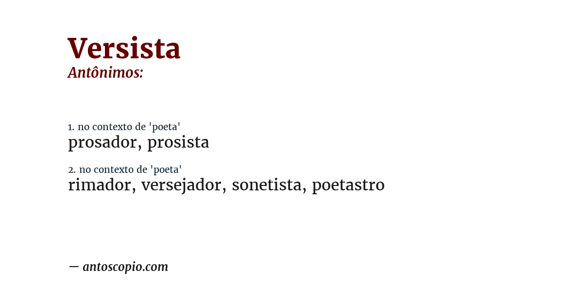 Antônimo de versista