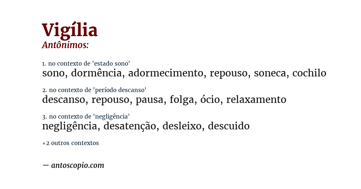 Antônimo de vigília