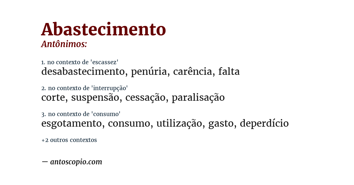 Antônimo de abastecimento