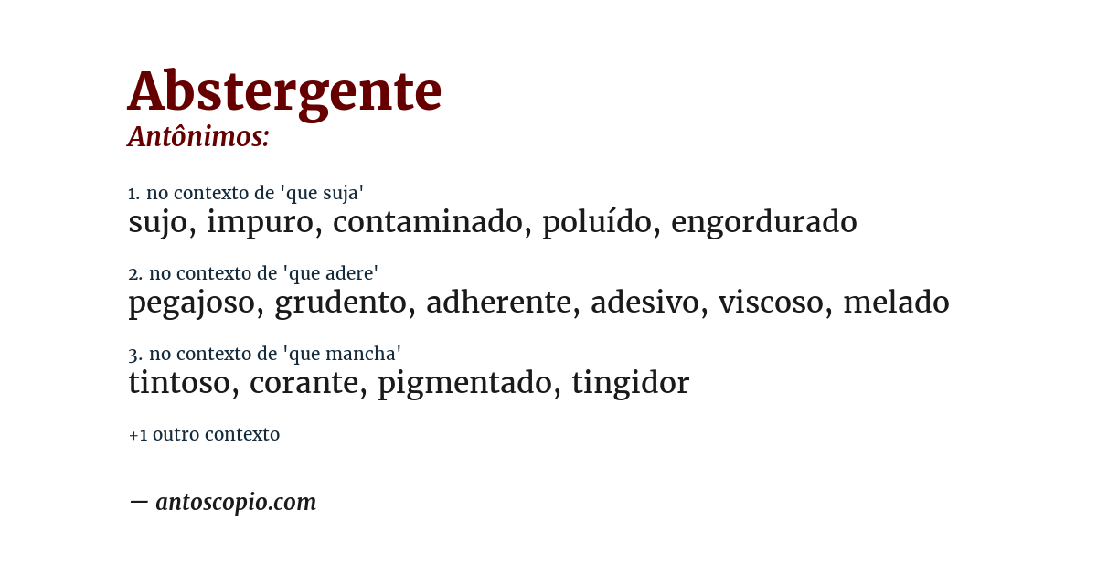 Antônimo de abstergente