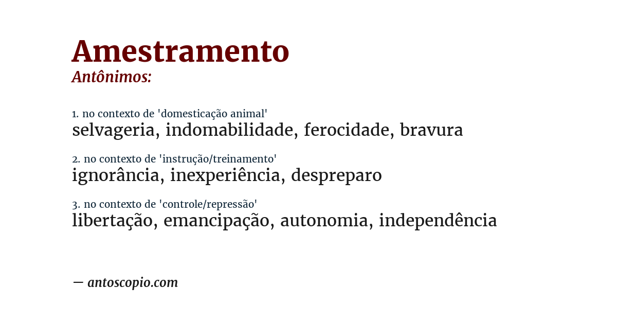 Antônimo de amestramento