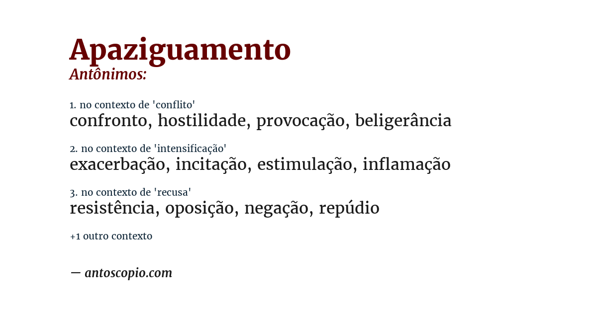 Antônimo de apaziguamento