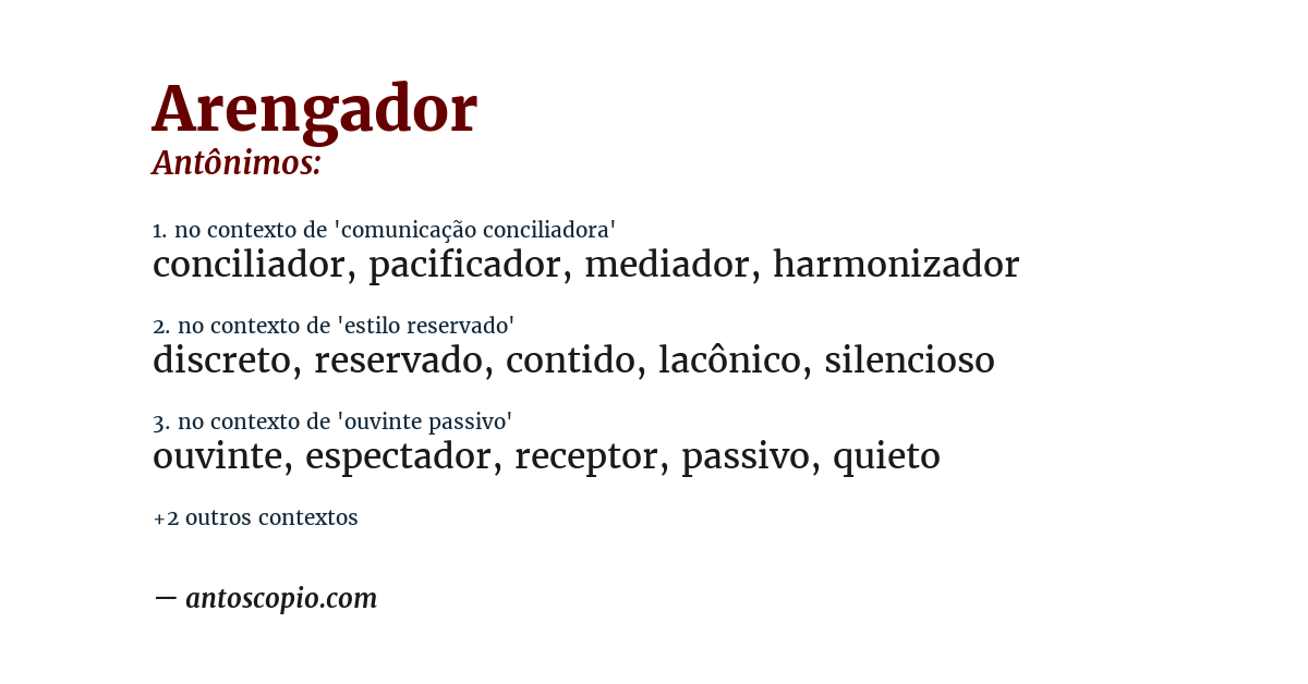 Antônimo de arengador