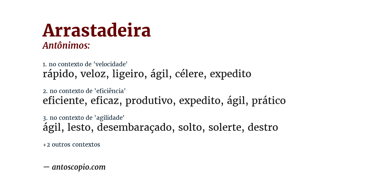 Antônimo de arrastadeira